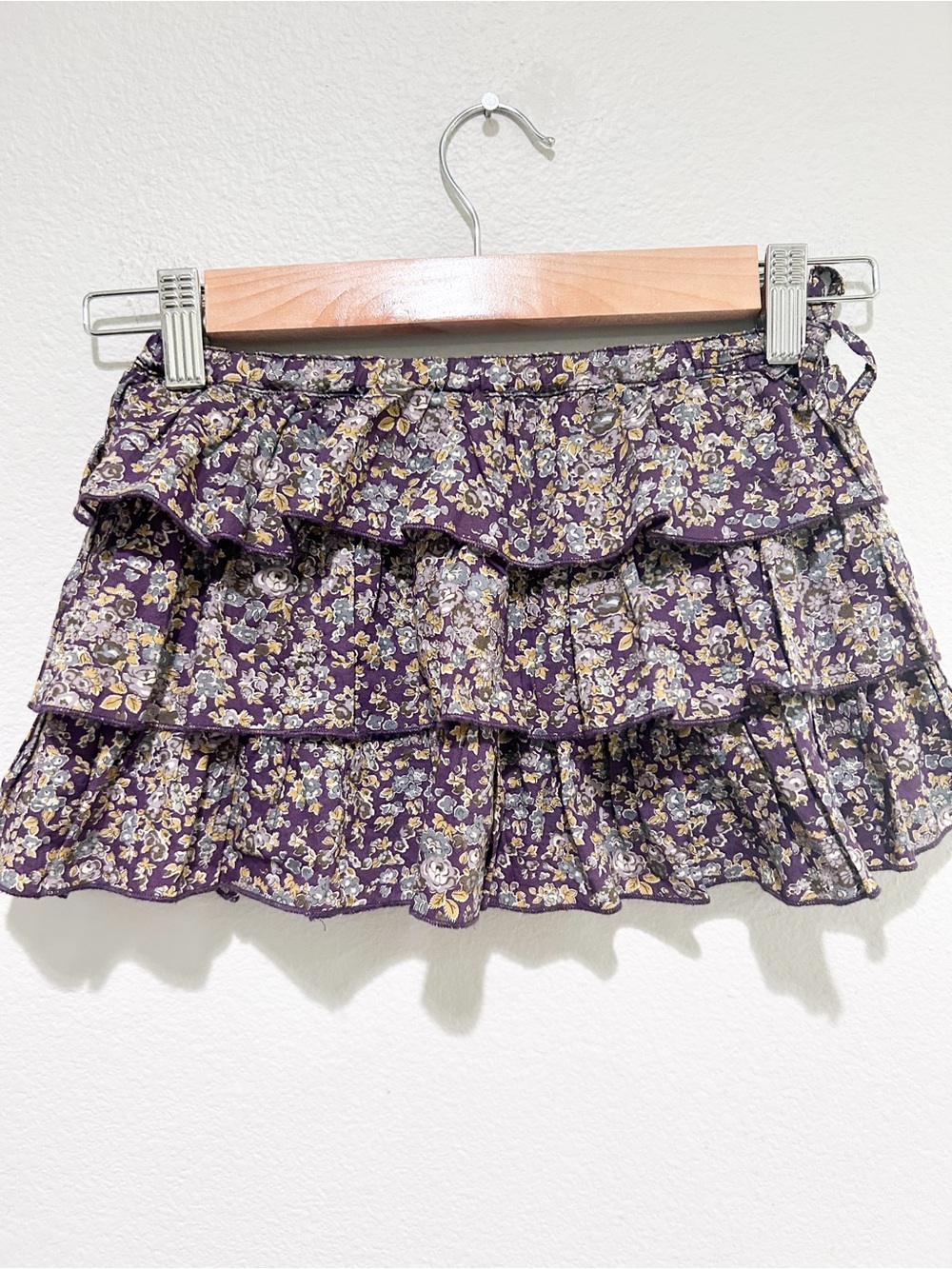 PEEK Floral Tiered Ruffle Mini Skirt - Purple size 2-3